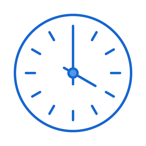 A simple line icon of a clock