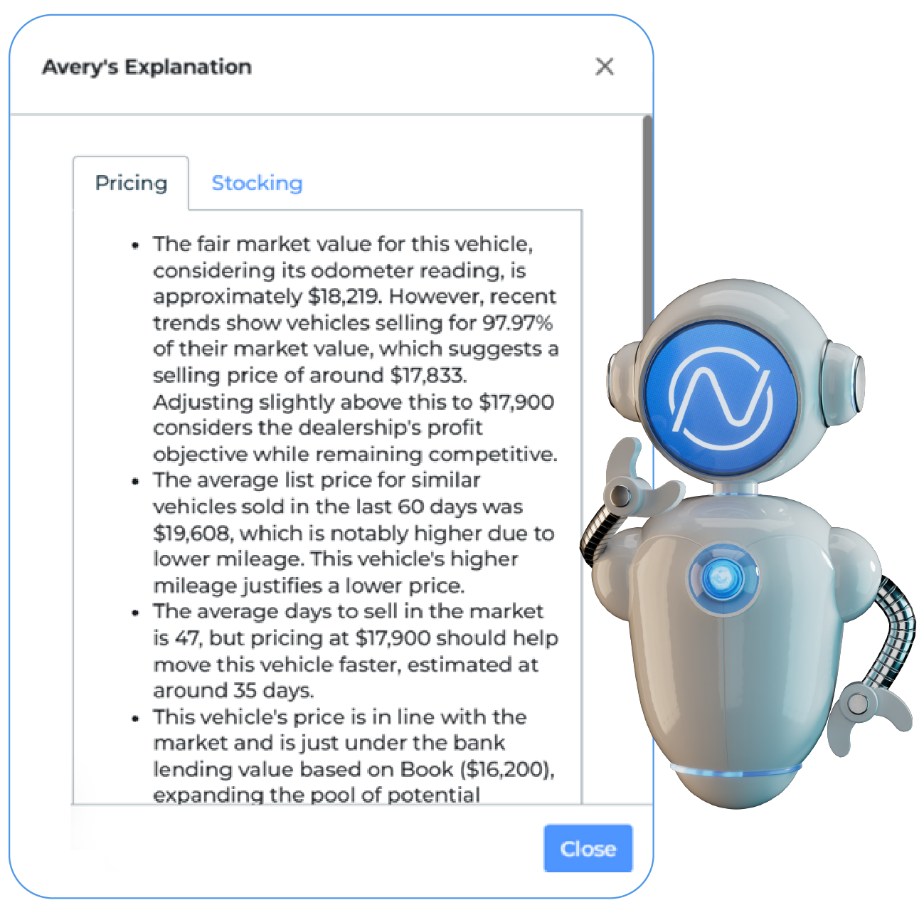 Avery stands beside a screenshot showing its logic